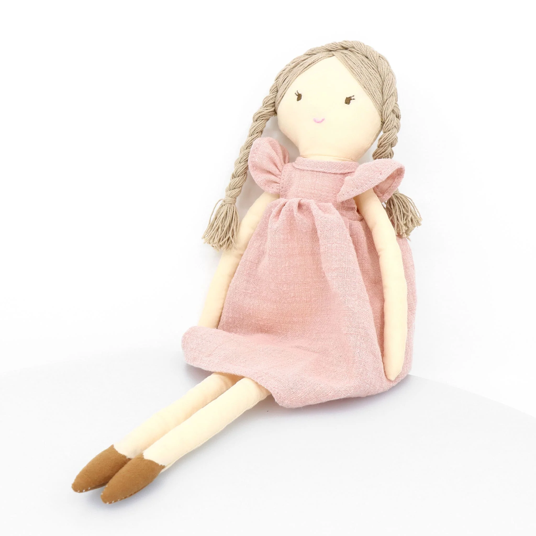 Poupée En Tissu Robe Rose 15'' - Image 3