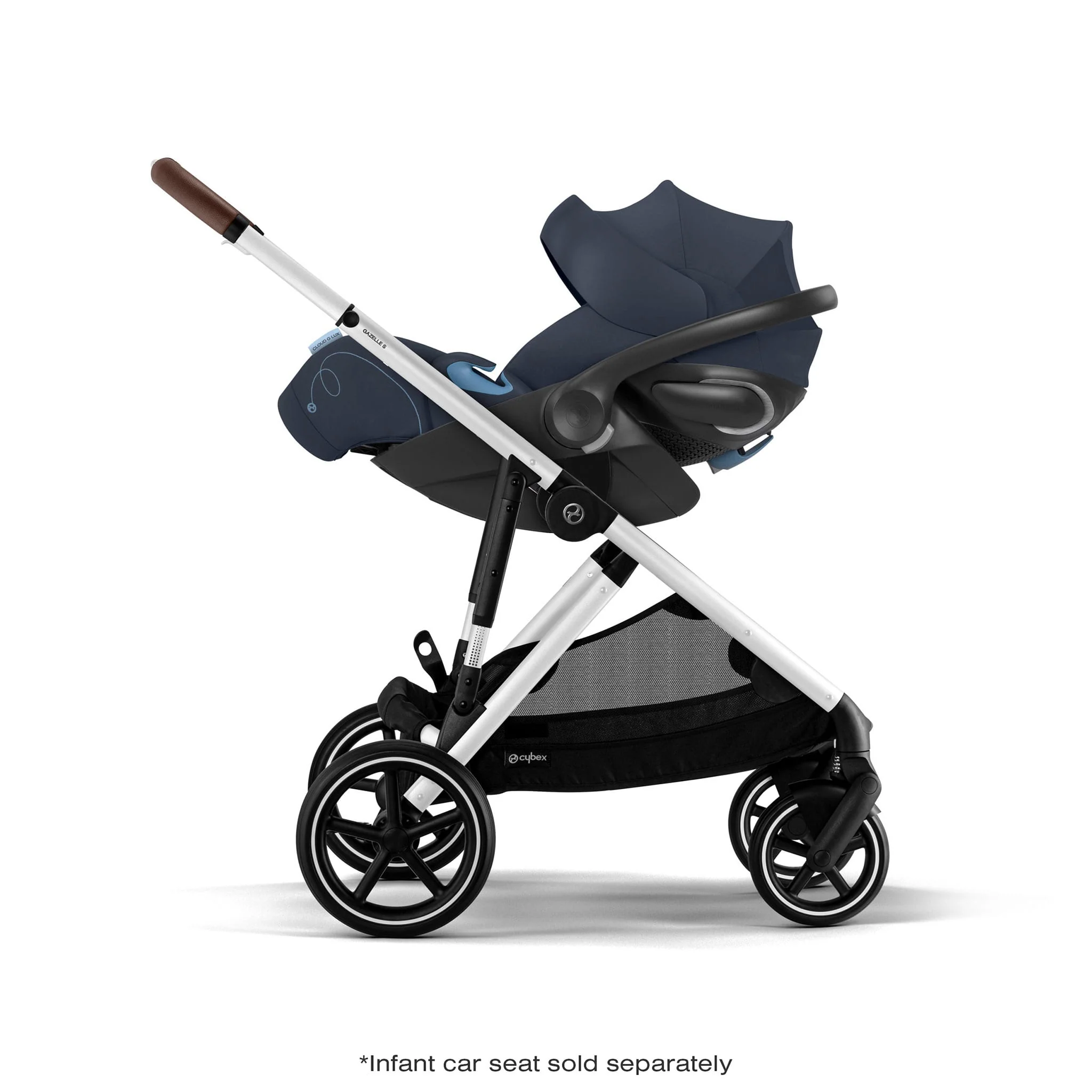 Poussette Gazelle S – Châssis couleur argent avec siège Bleu Océan - Image 13