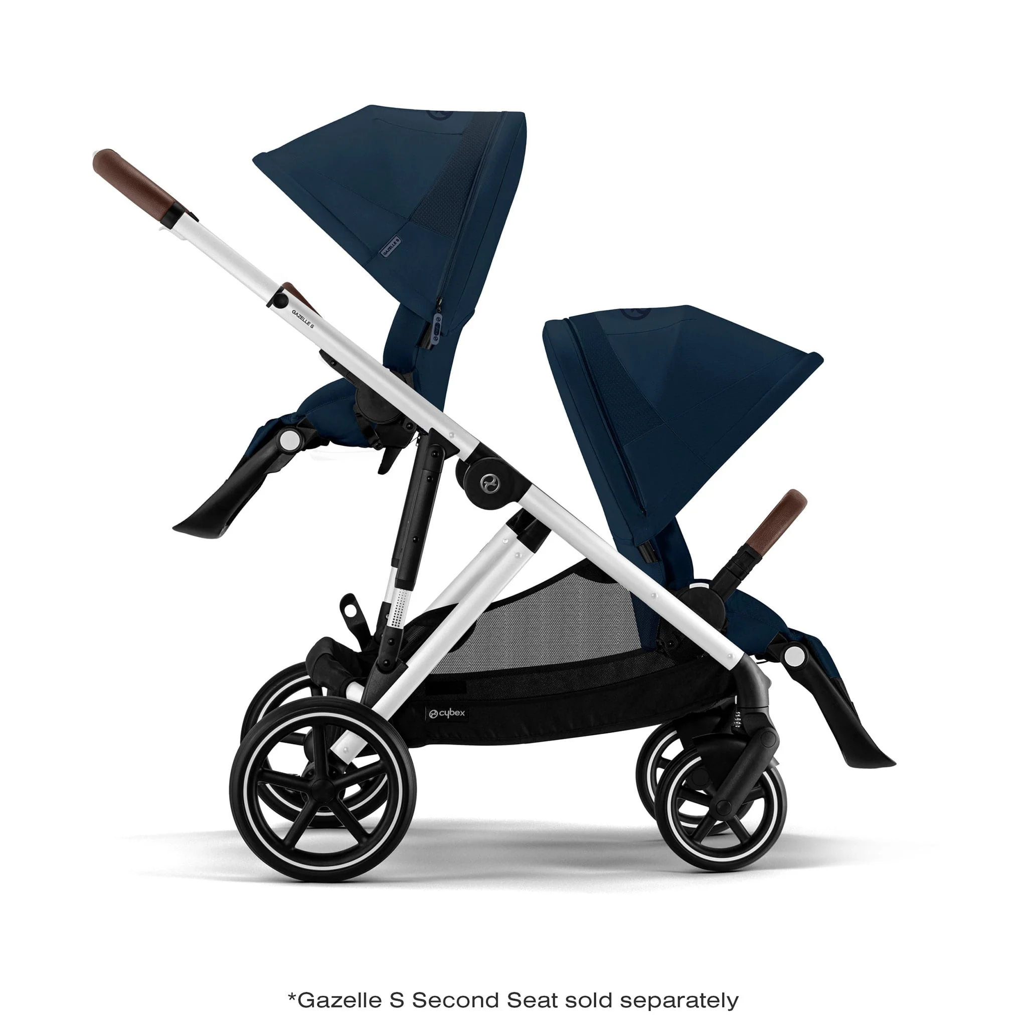 Poussette Gazelle S – Châssis couleur argent avec siège Bleu Océan - Image 17