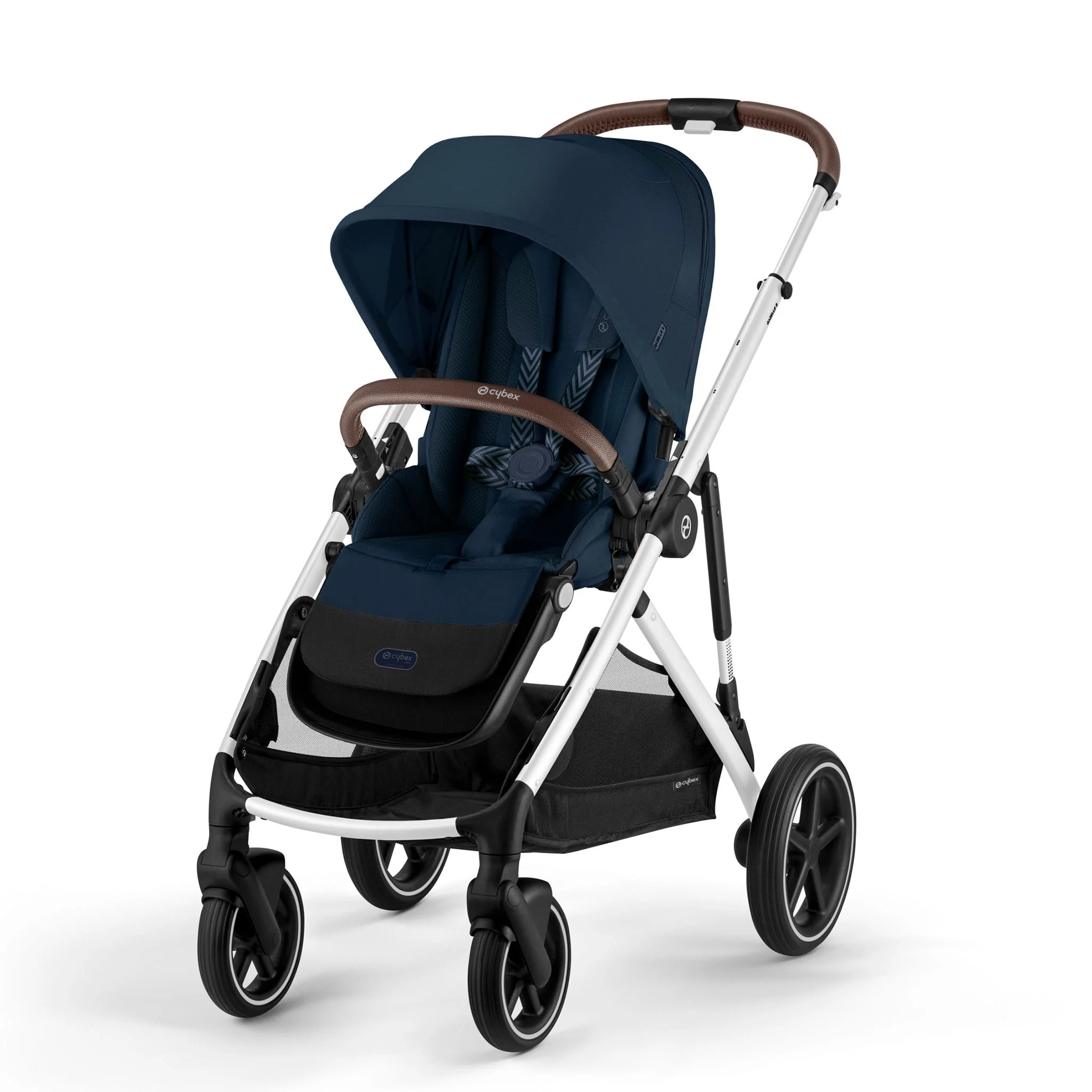 Poussette Gazelle S – Châssis couleur argent avec siège Bleu Océan - Image 5