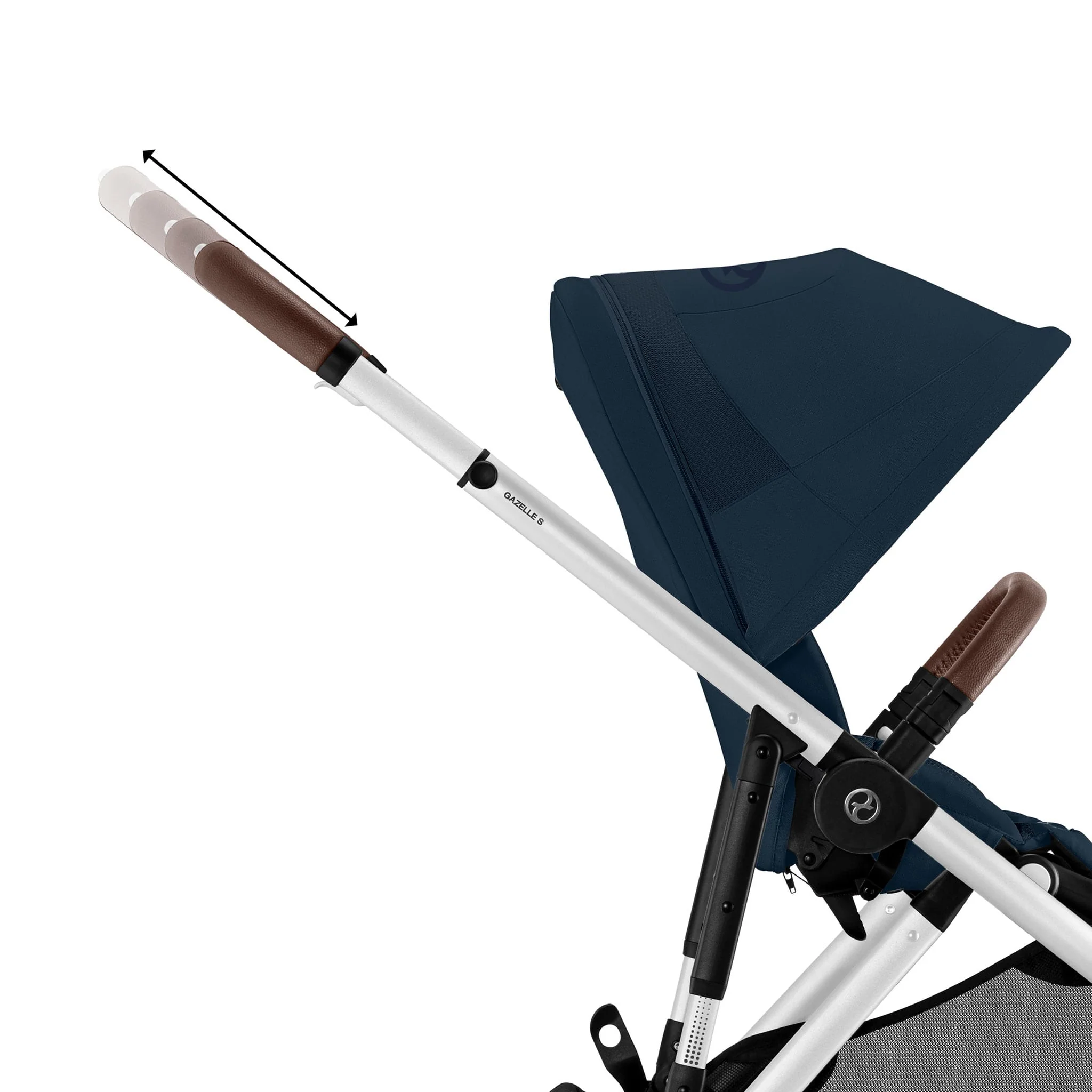 Poussette Gazelle S – Châssis couleur argent avec siège Bleu Océan - Image 8