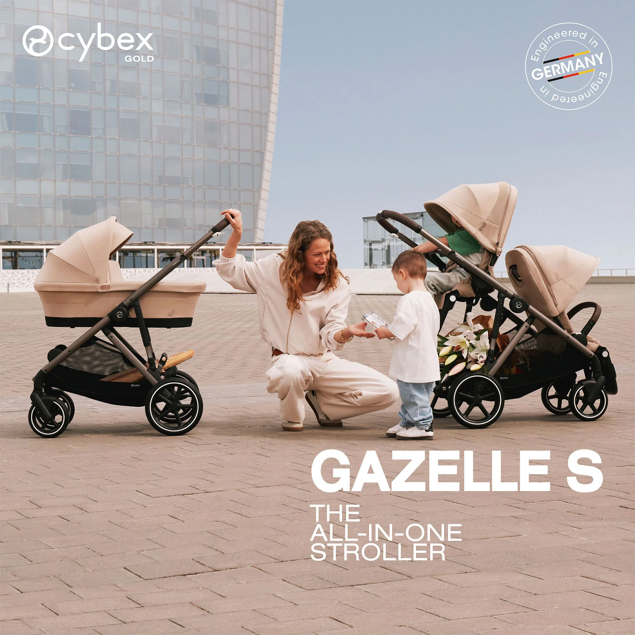 Poussette Gazelle S – Châssis couleur Argent avec siège Stone Gris - Image 7
