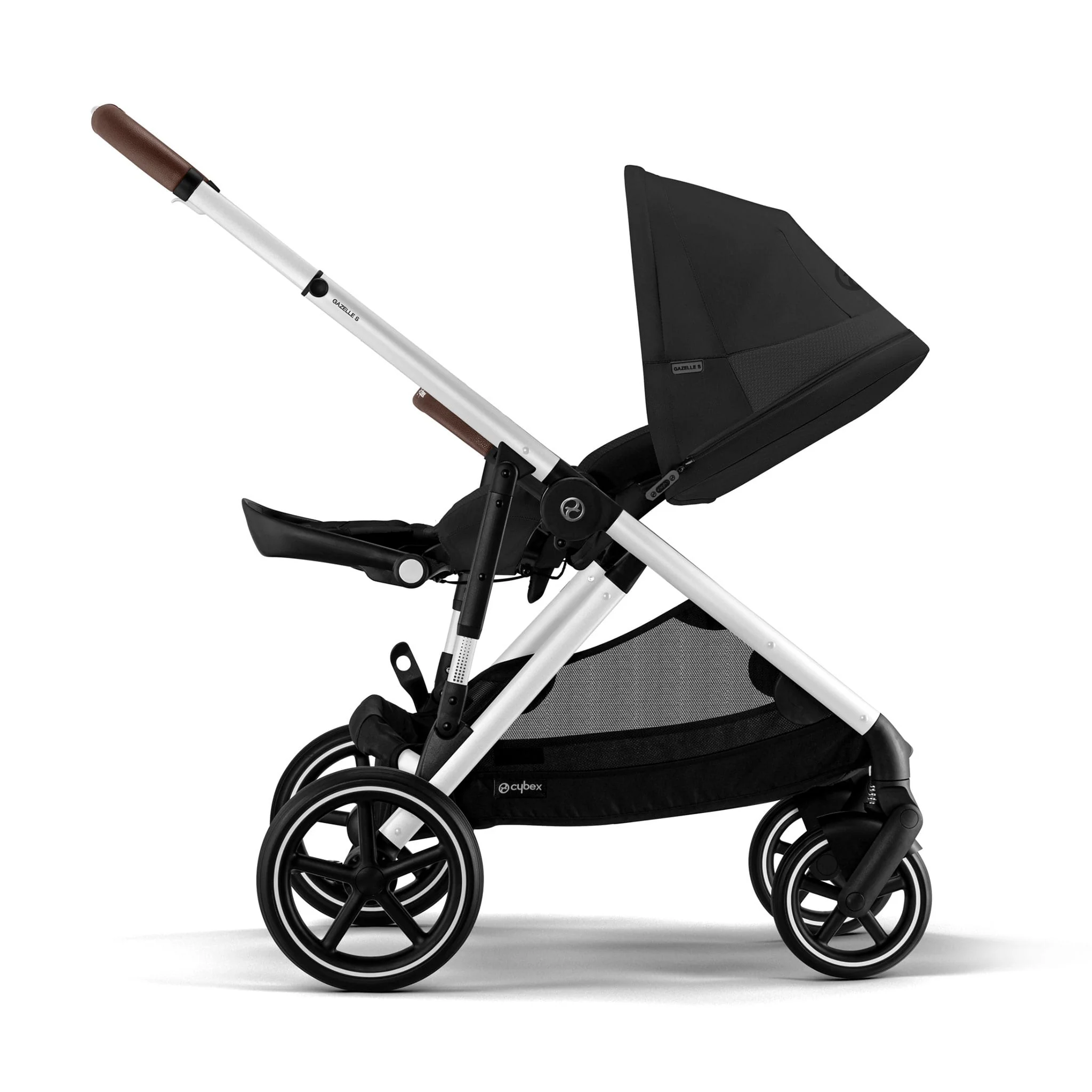 Poussette Gazelle S – Châssis couleur argent avec siège Noir Moon - Image 7