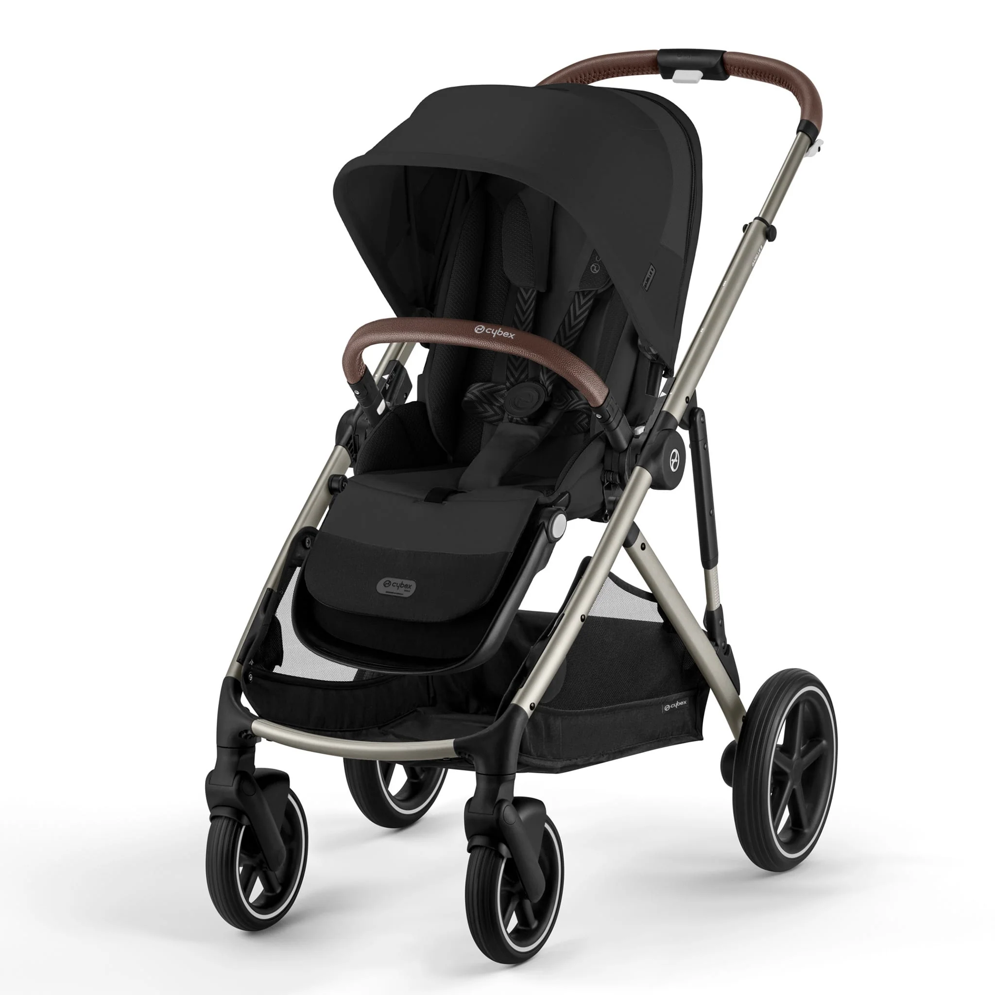 Poussette Gazelle S – Châssis Taupe avec siège Noir Moon