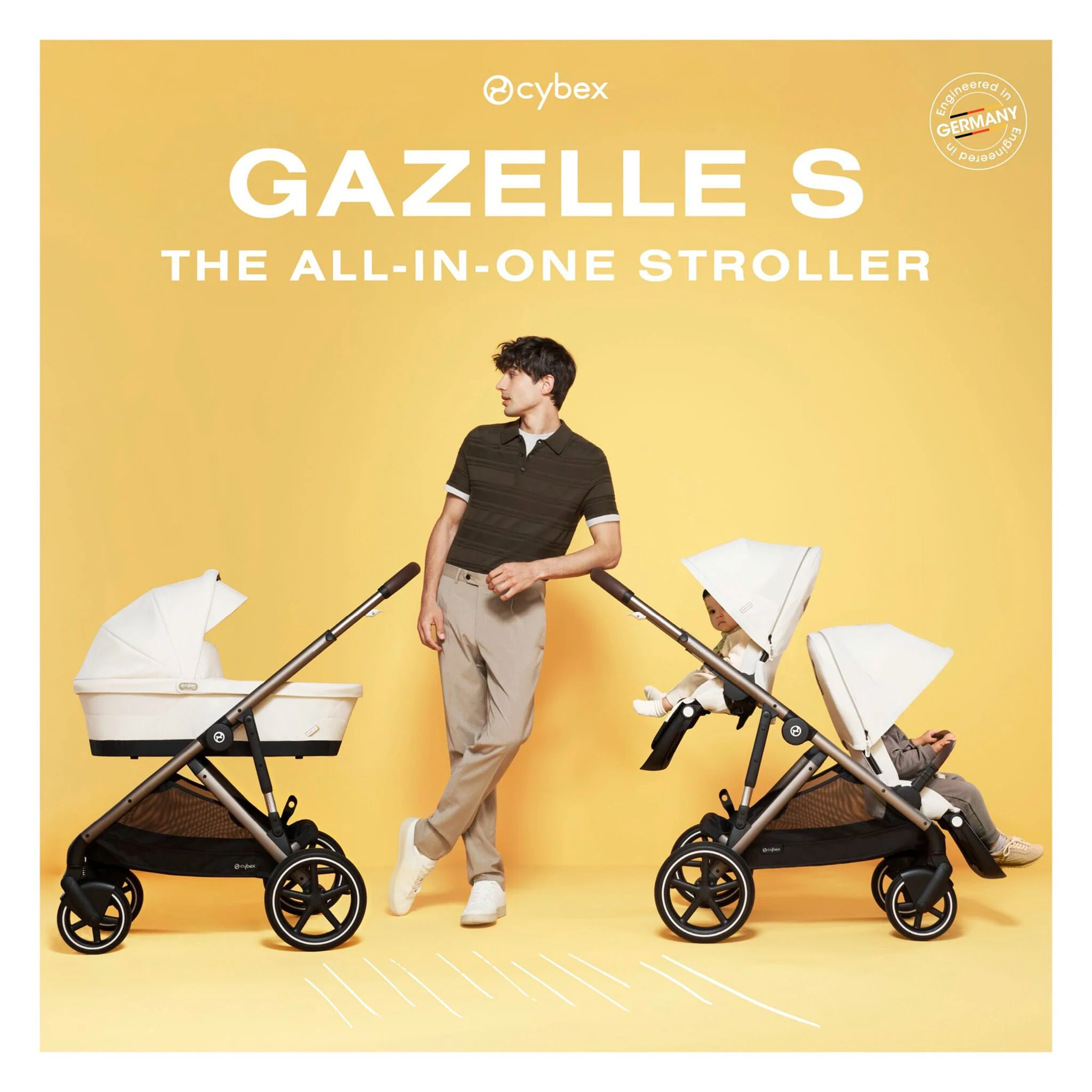 Poussette Gazelle S – Châssis Taupe avec siège Noir Moon - Image 14