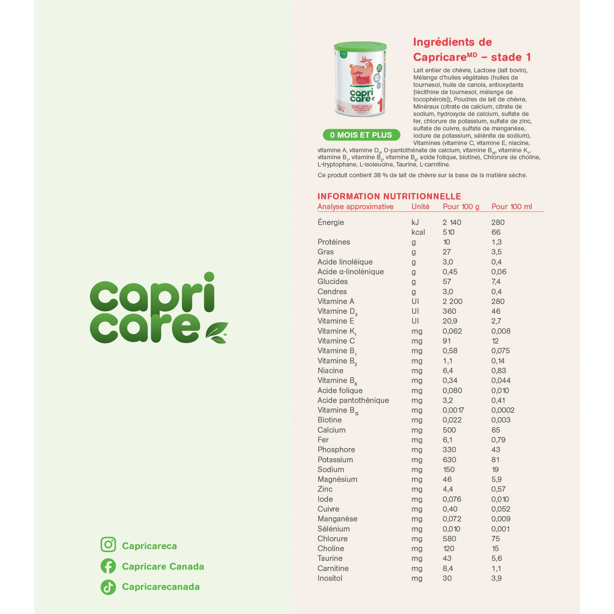 Capricare® Préparation pour nourrissons Stage 1 (0+ mois) 800g - Image 5