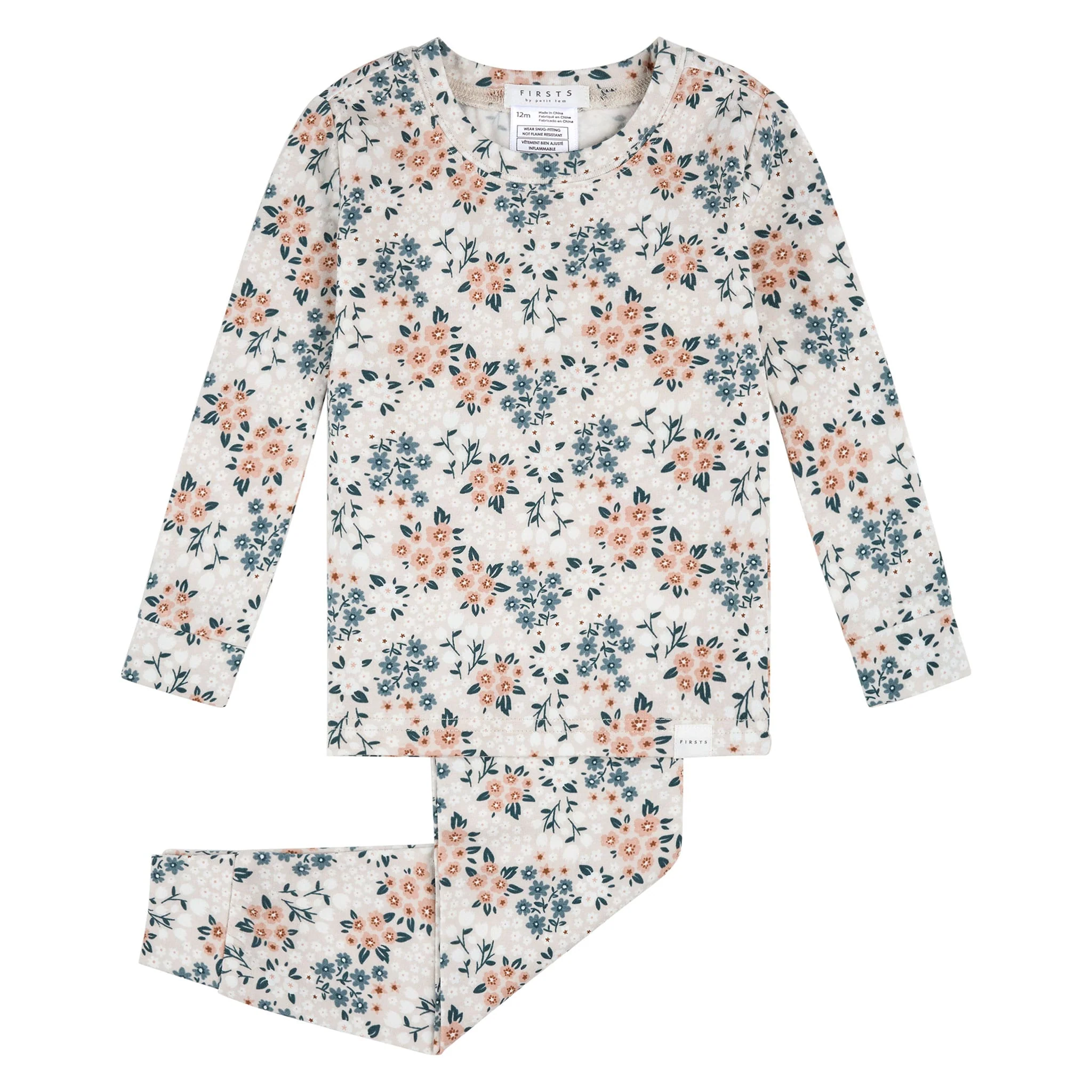 Pyjama Deux Pièces Fleurs Agneaux 12-24mois