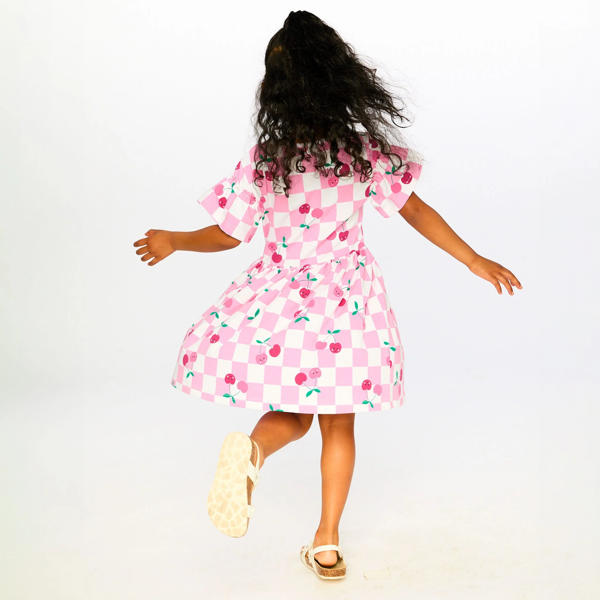Robe Carreaux Cerise 3-6ans - Image 3