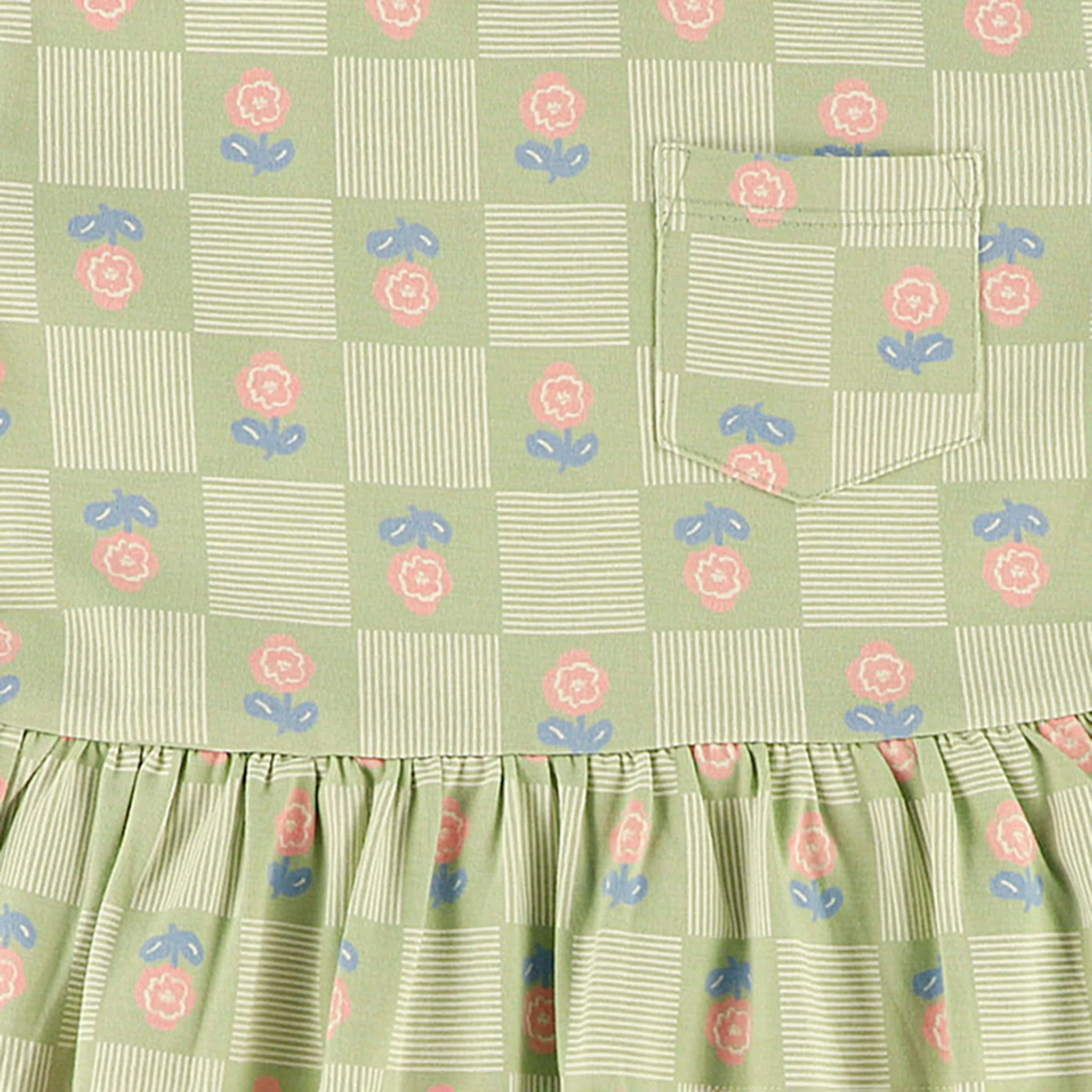 Robe Carreaux Floral 2-8ans - Image 3
