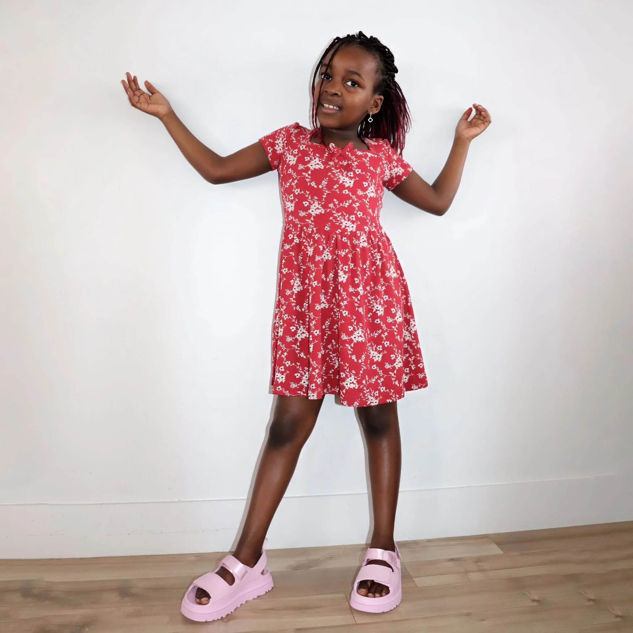 Robe Côtelée Fleurs Cerises 7-14ans - Image 12