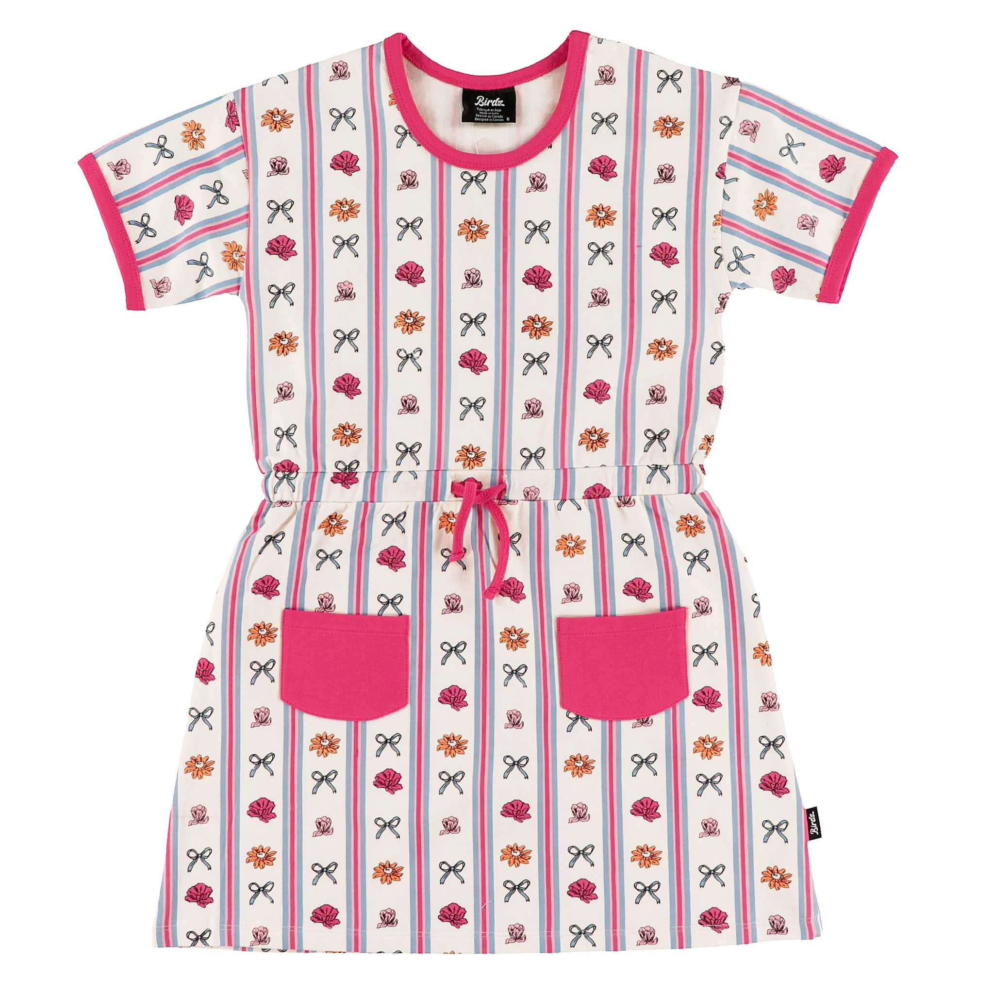 Robe Rayée Fleurs 2-10ans