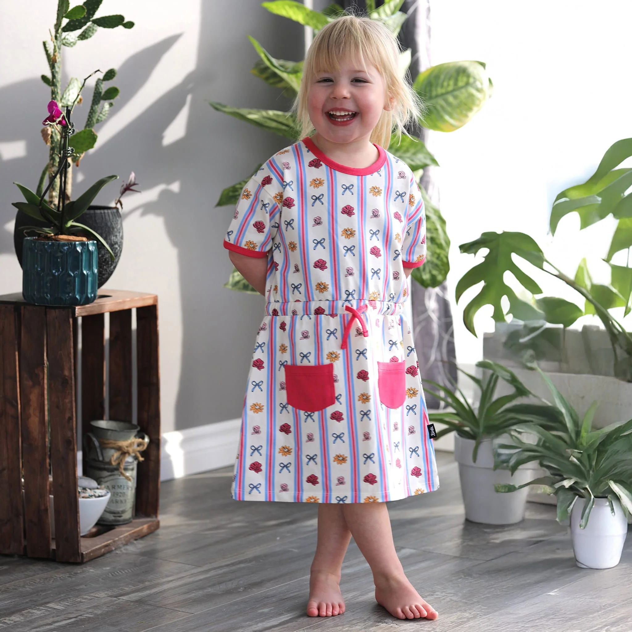 Robe Rayée Fleurs 2-10ans - Image 4