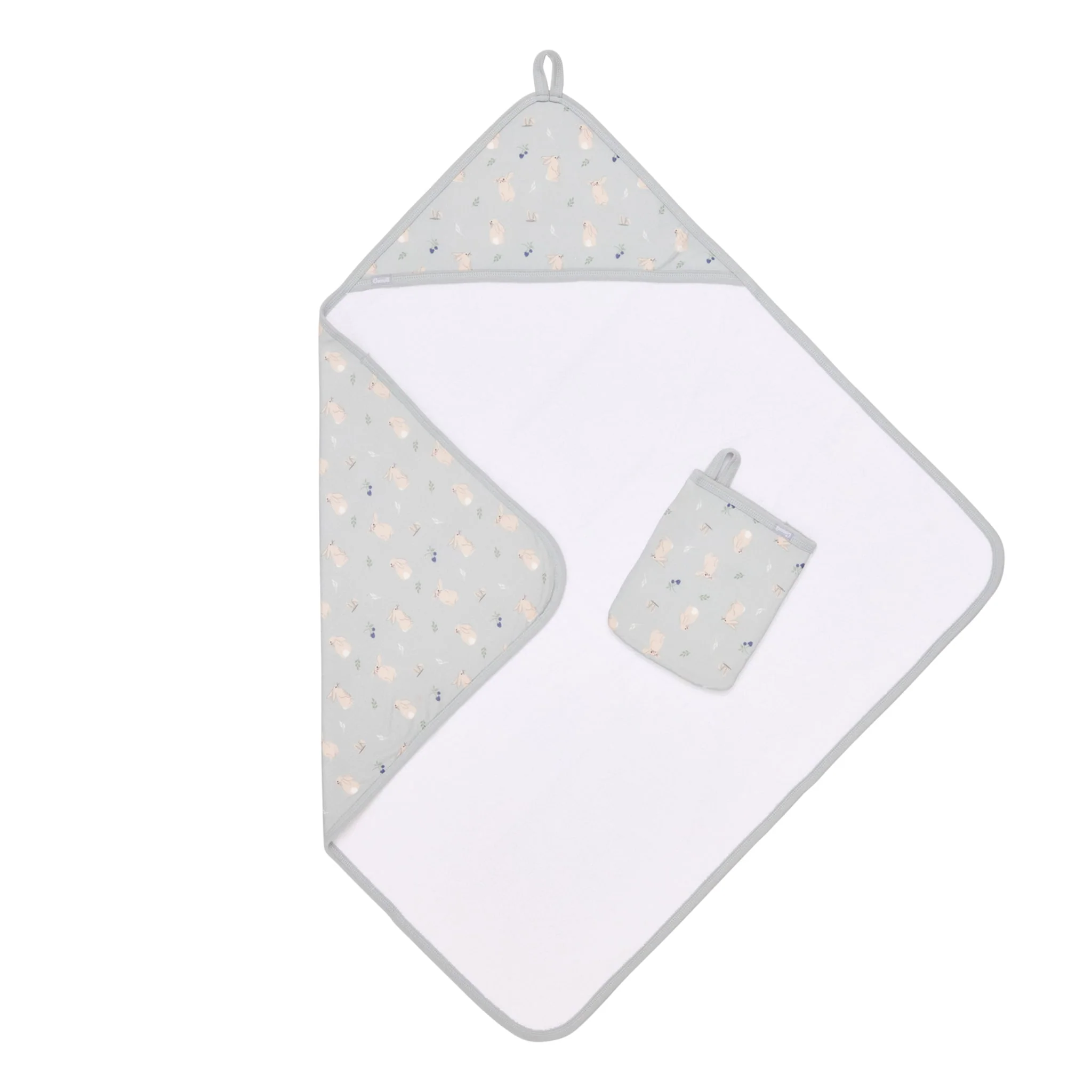 Serviette de Bain Ă Capuchon et Gant - Lapins