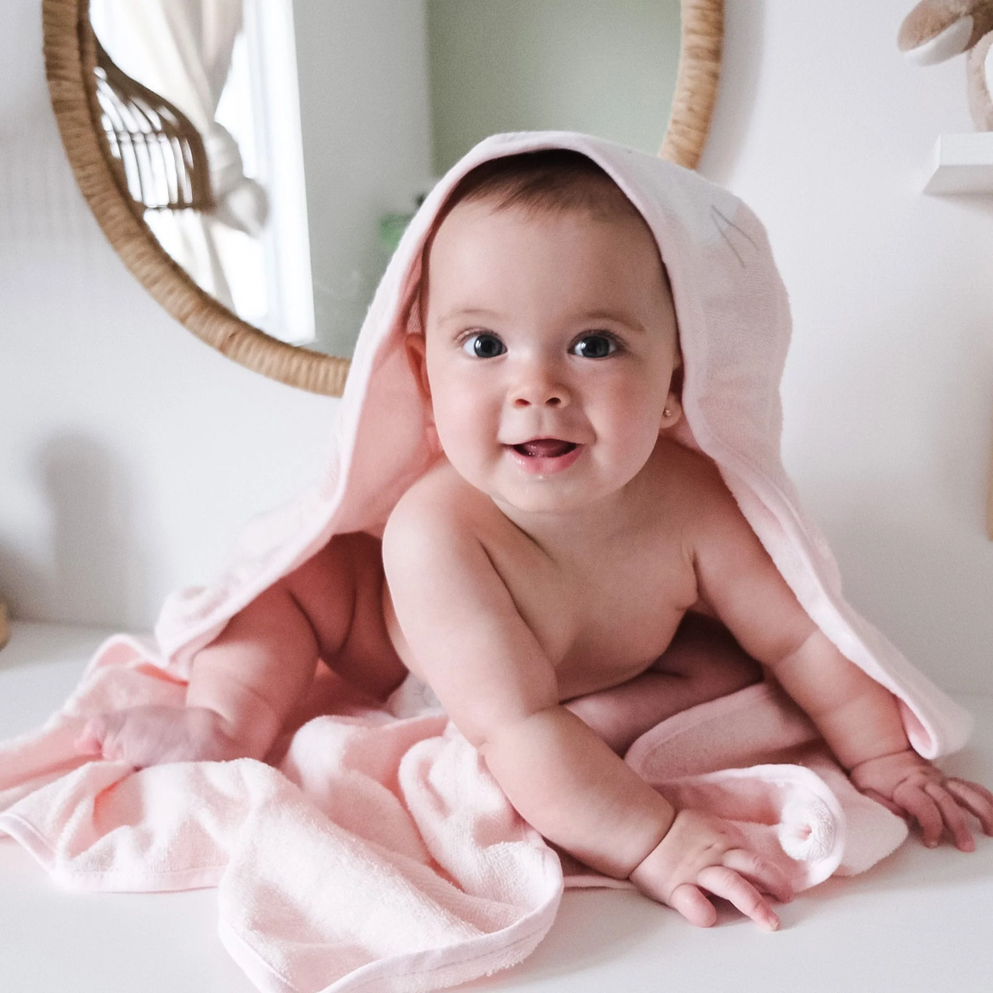 Serviette Ă Capuchon - Lapin Rose - Image 3
