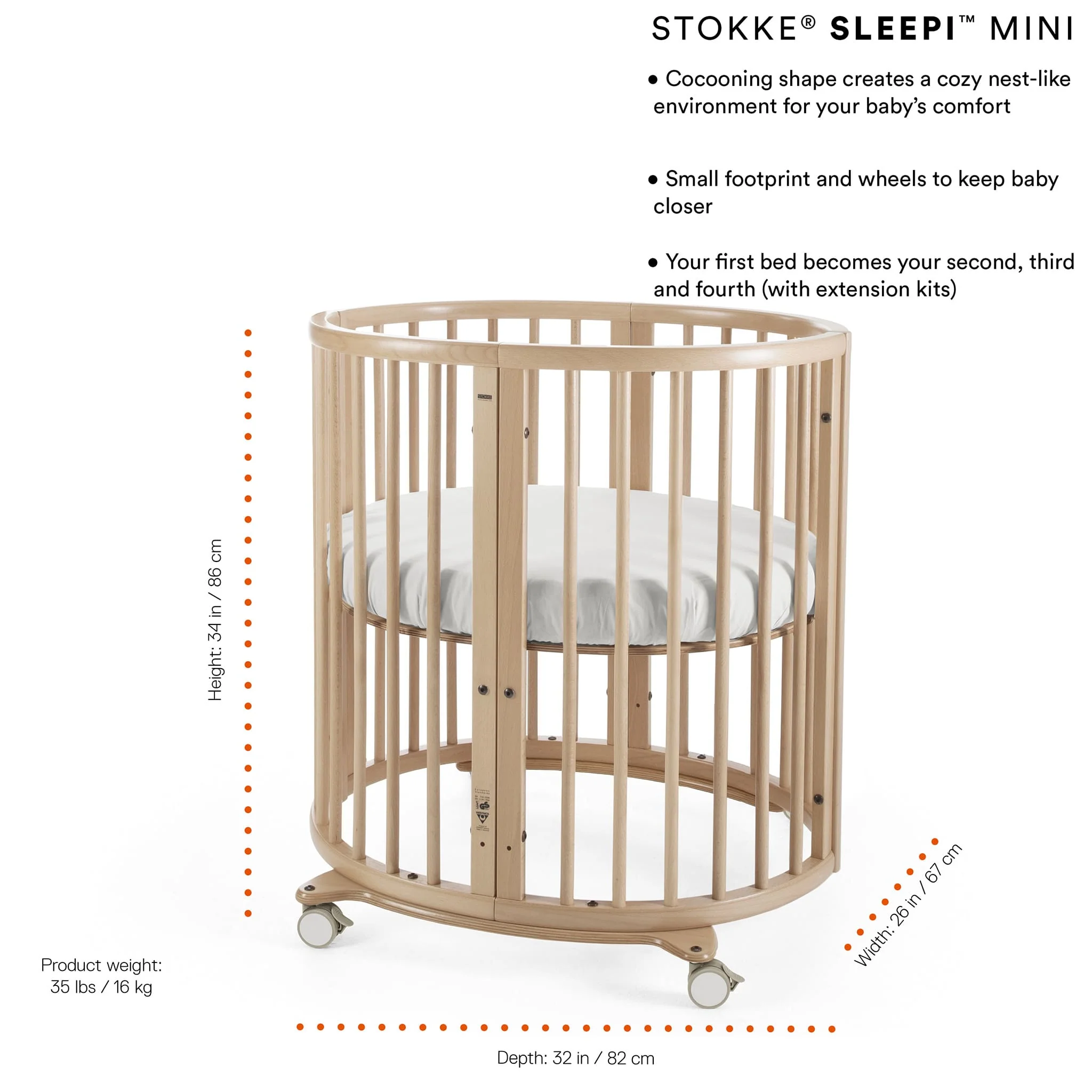 Mini Couchette Stokke® Sleepi™ V3 avec Matelas - Naturel - Image 6