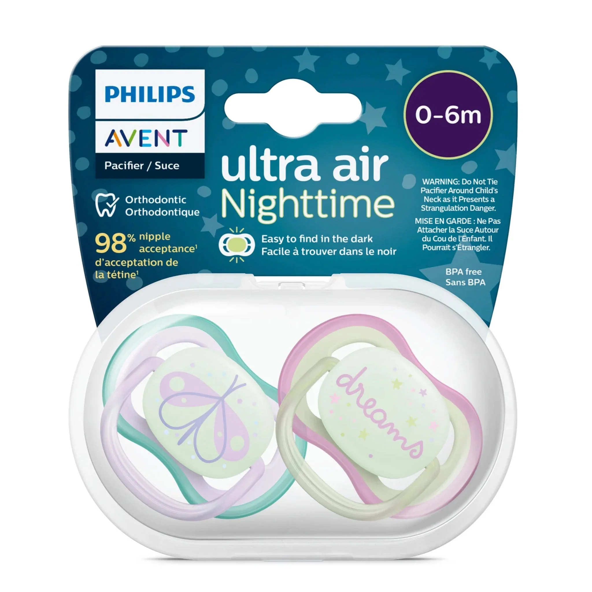 Suce Ultra Air Nighttime 0-6 mois Libellule Lilas / Rêves (2) - Image 5