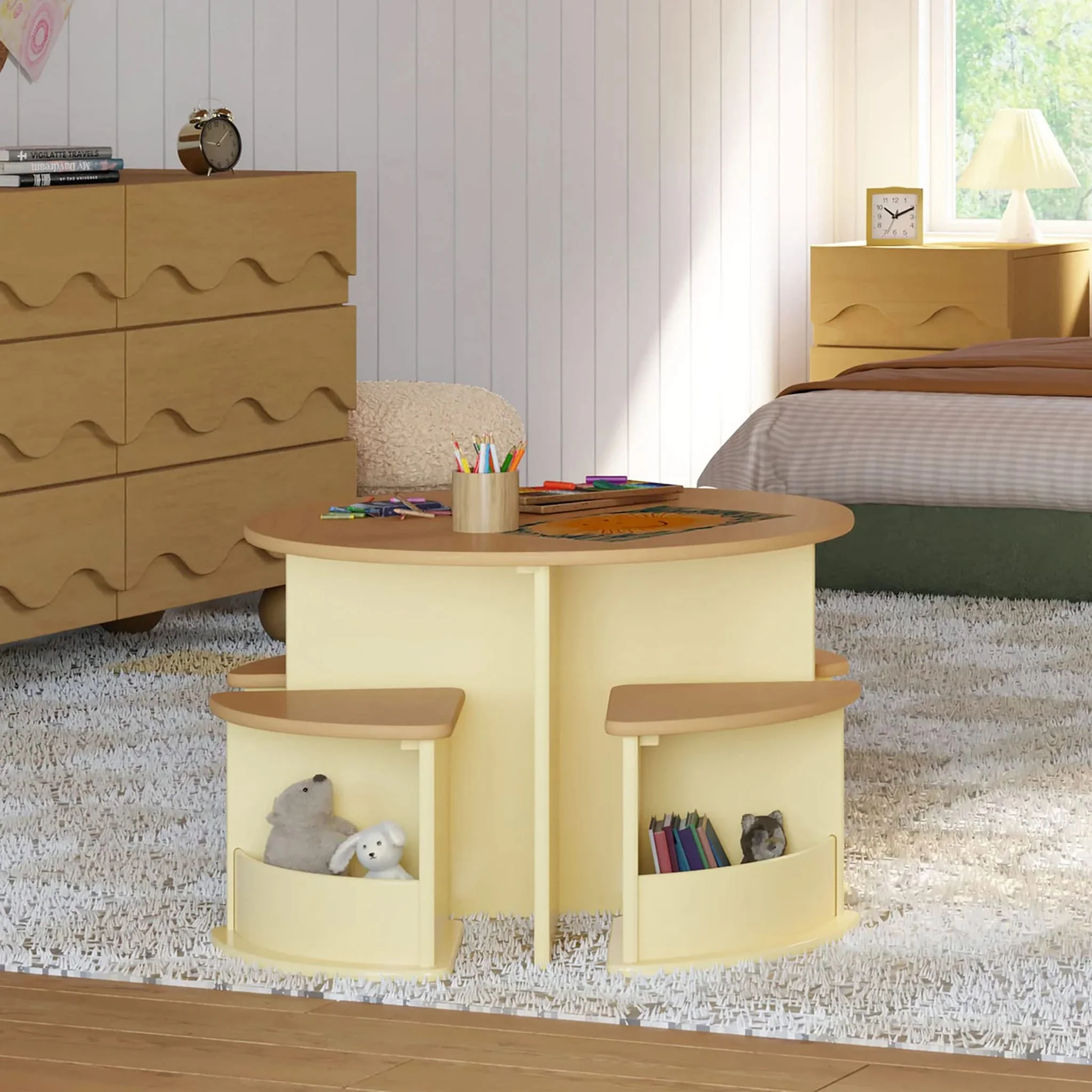 Table de jeu emboĂźtable Nessa - Miel et Jaune - Image 8