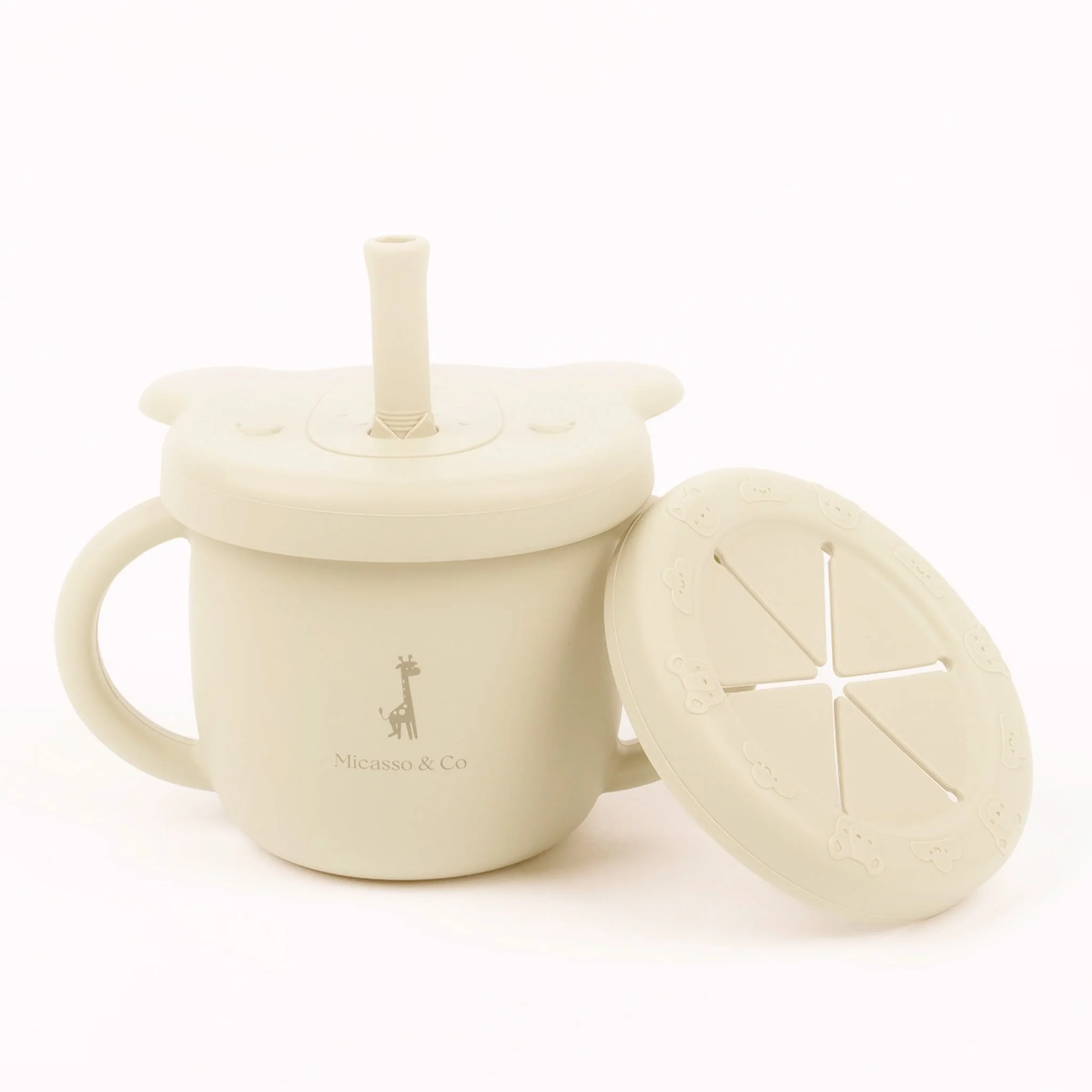 Tasse d'apprentissage 2-en-1 pour collation et liquide - Crème - Image 2