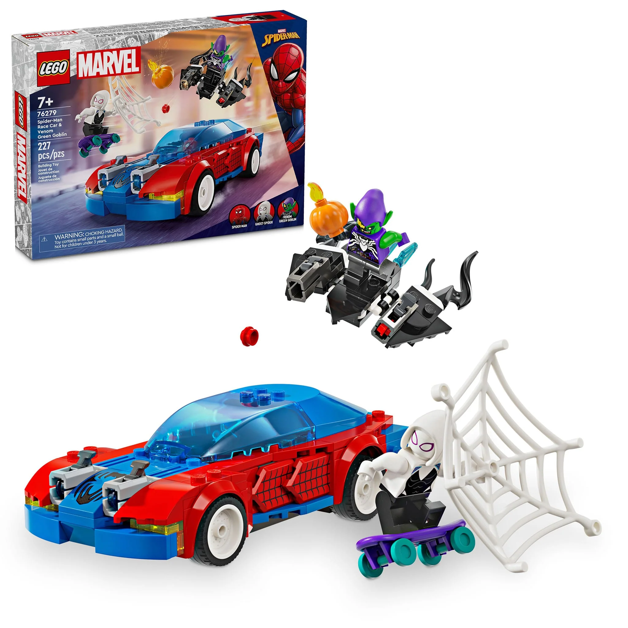 LEGO® Marvel La voiture de course de Spider-Man et le Bouffon vert venomisé